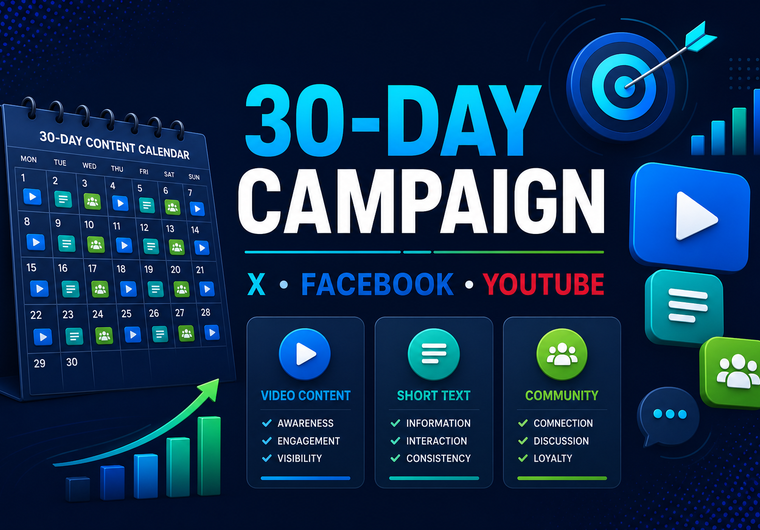 I will create a 30 day social media campaign for X Fa...