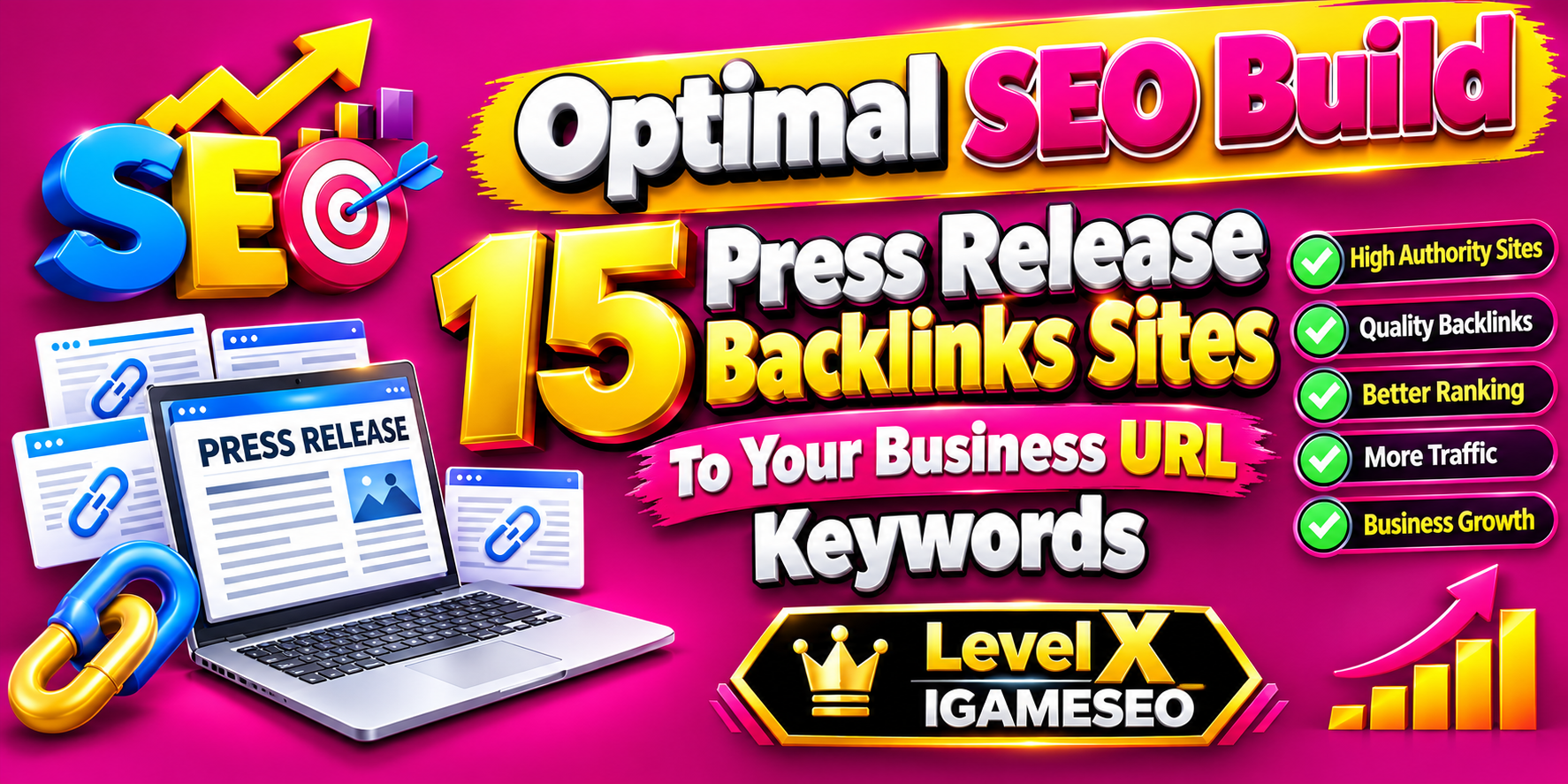 Optimal SEO Build Write 15 Press Release Backlinks Si...