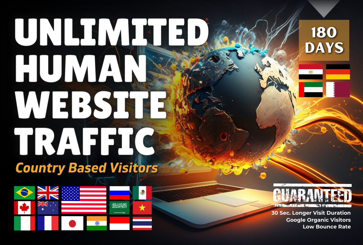 UNLIMITED HUMAN Website TRAFFIC for 180 DAYS OR 6 MON...