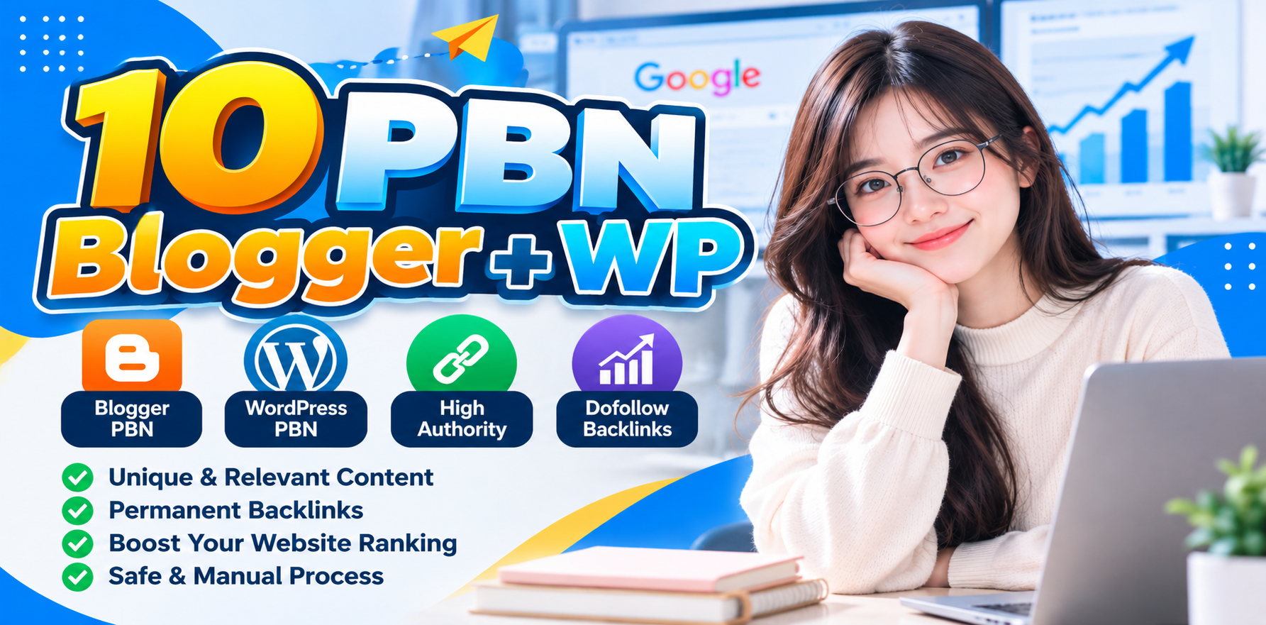 I Will Create 10 PBN Backlinks on Blogger and WordPre...
