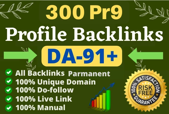 PREMIUM 300 High DA 91+ PR9 Dofollow SEO Profile Back...