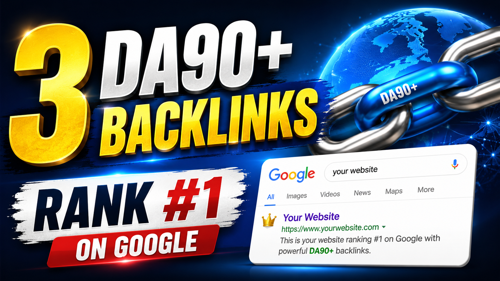3 DA90+ Backlinks - Rank #1 on Google FAST