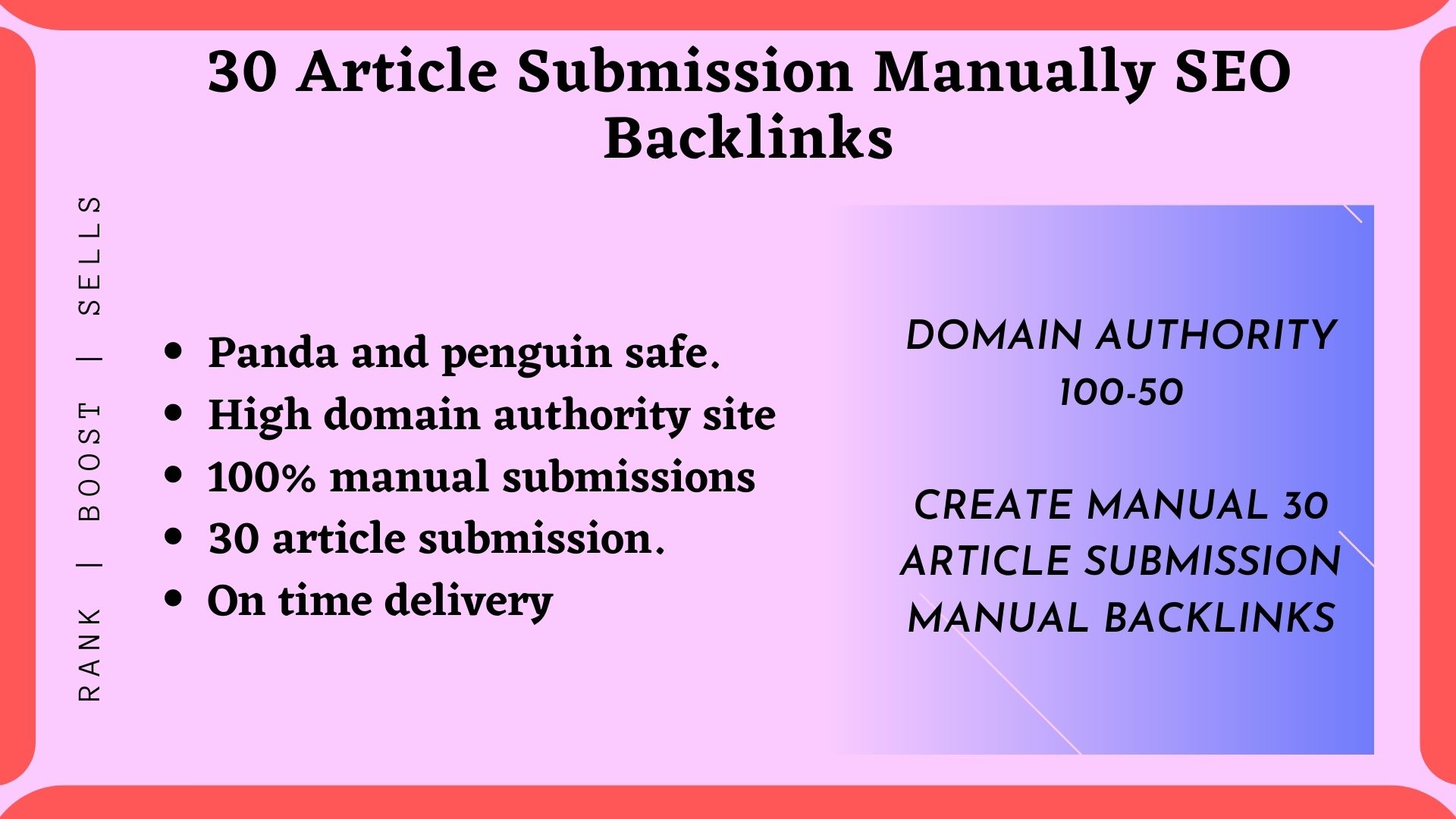30 Manually Article Submission for Create HQ SEO Back...