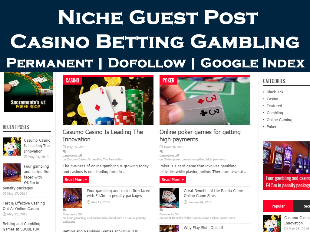 Write and Publish Guest Post on Casino Betting Gambli...