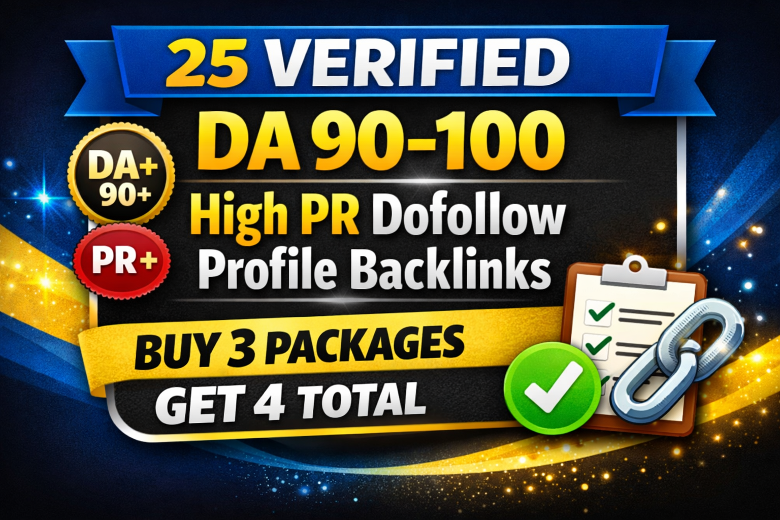 25 Verified DA 90- 100 High PR Dofollow Profile Backl...