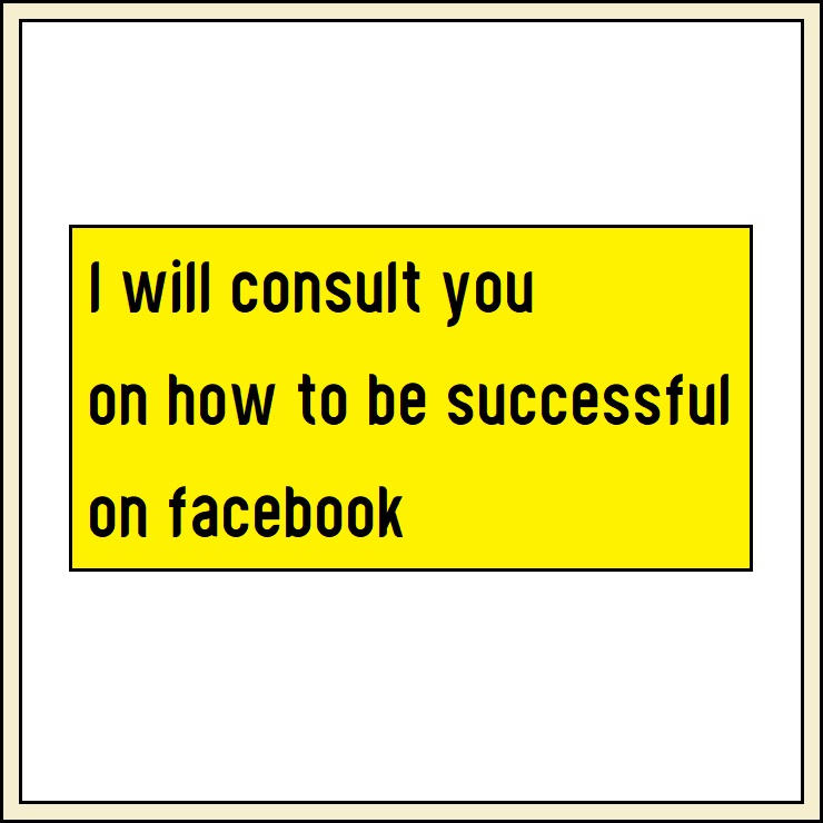 I will consult you on how to be successful on faceboo...