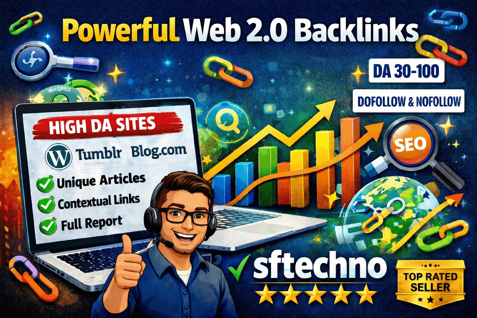Will Create 50 Powerful Web 2.0 Backlinks with Unique Articles