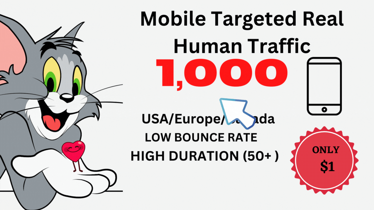 Mobile Targeted Real Human Traffic from USA/Europe/Ca...