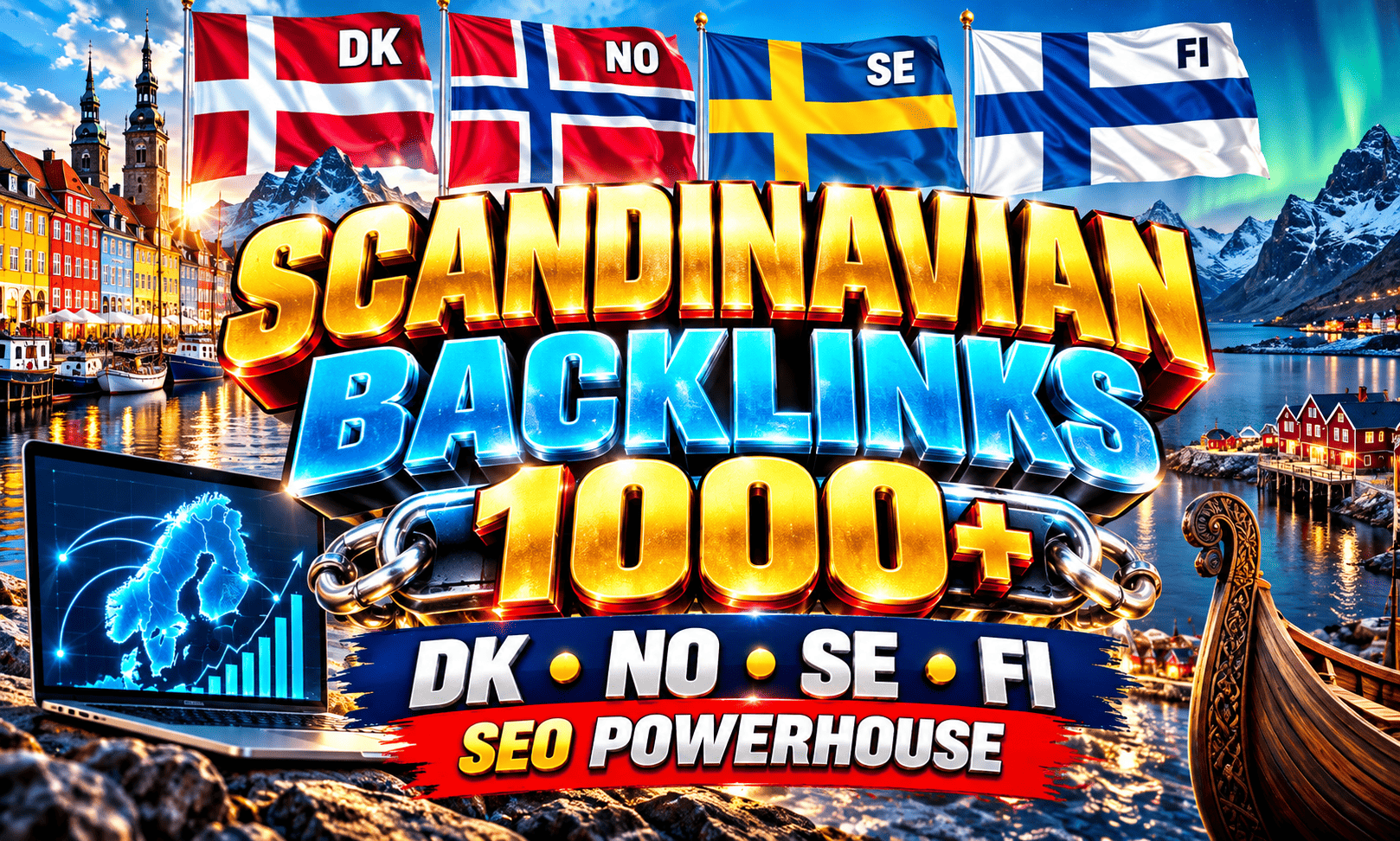 1000+ Scandinavian countries mix DK NO SE FI backlink...