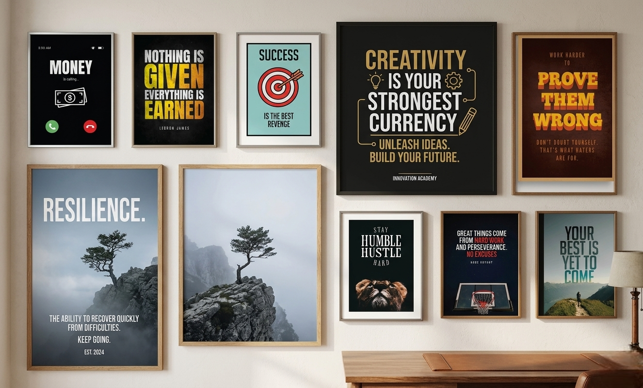 I will design motivational wall art, typography post...