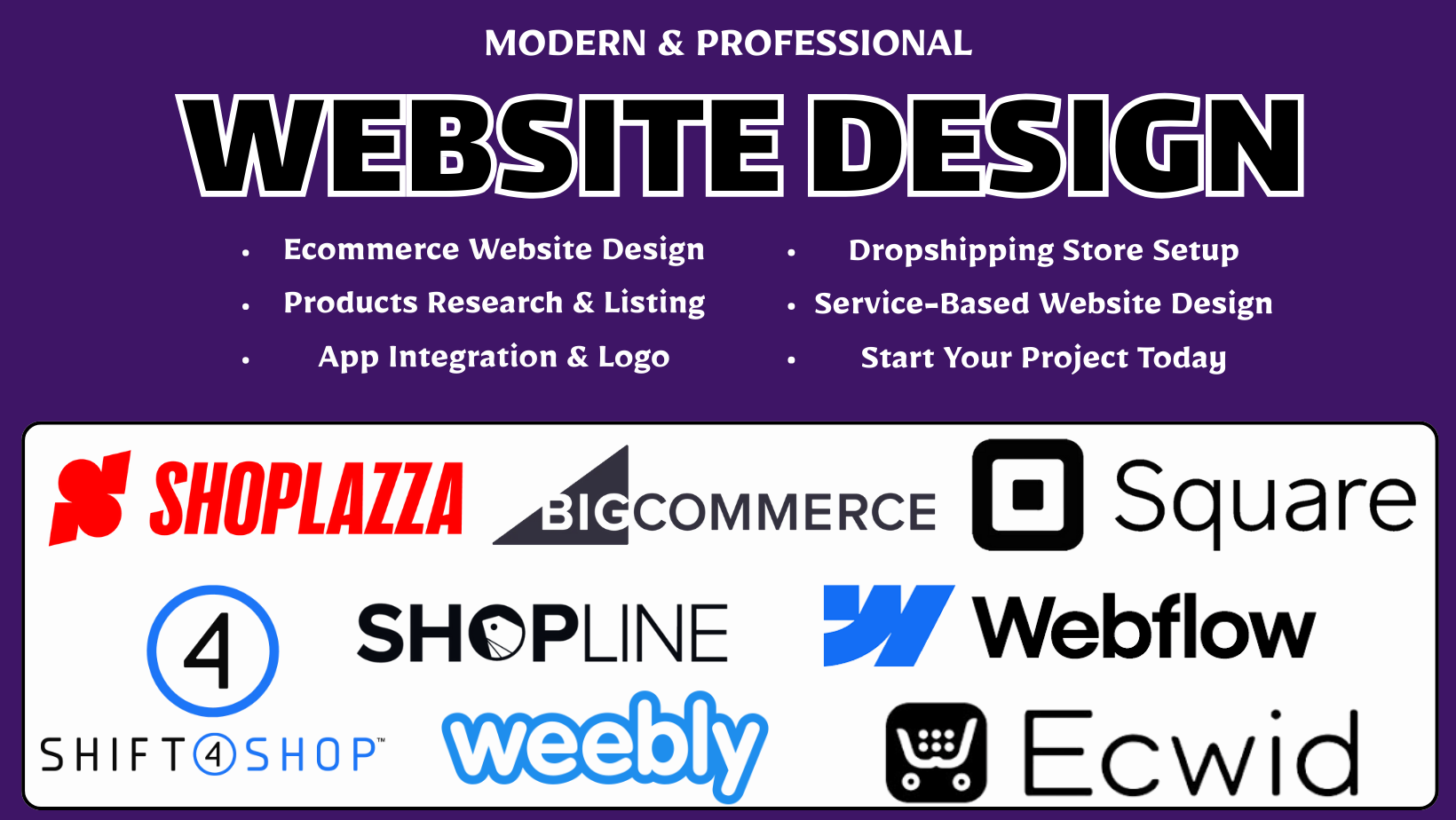 I will do shopline webflow shift4shop weebly website ...