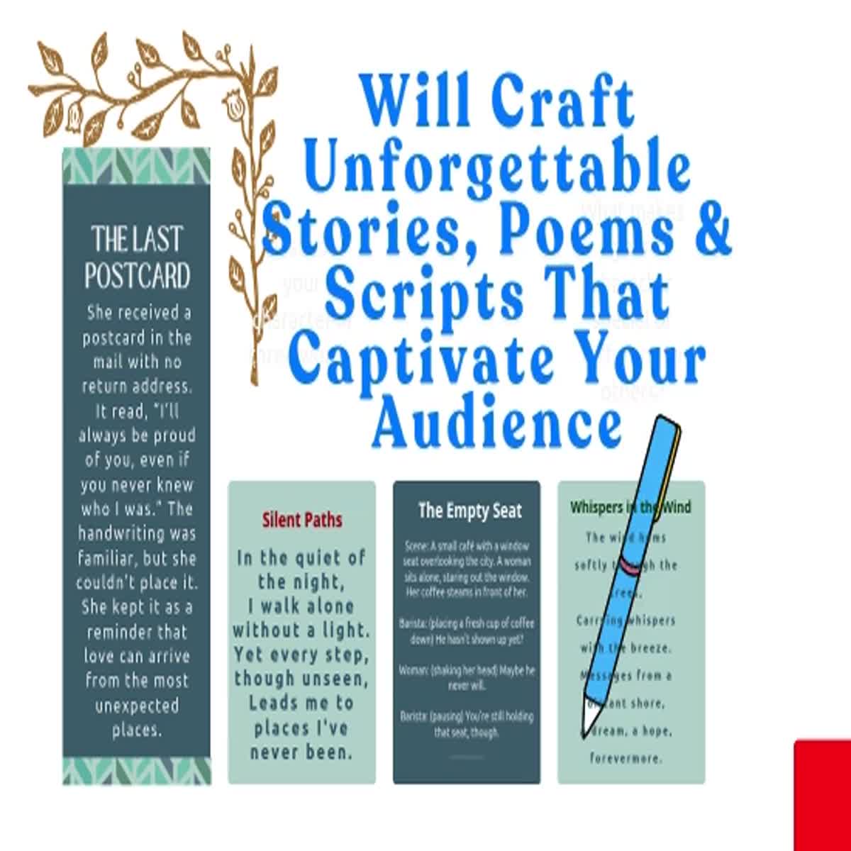 I Will Craft Unforgettable Stories, Poems, and Scri...