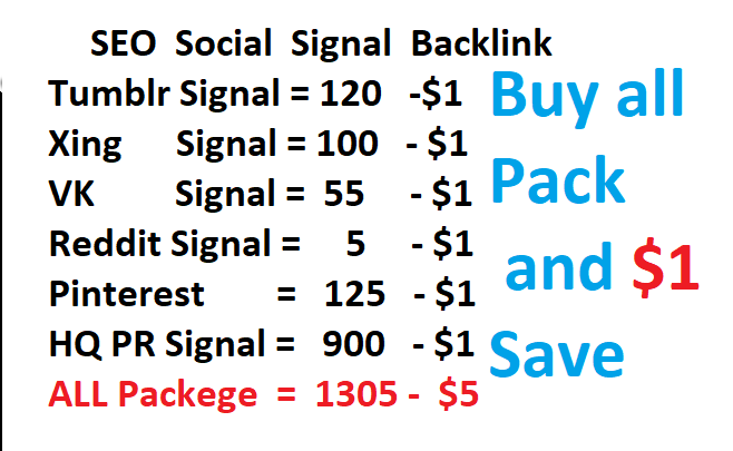 120 Tumblr OR 900 HQ Pr signal OR 100 Xing or 150 Pin...