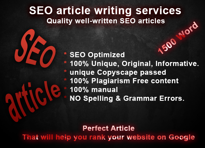 I will write high quality SEO articles, blog posts a...