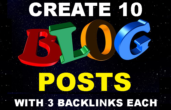Create 10 Web 2.0 Blog Posts with 3 Contextual Backli...
