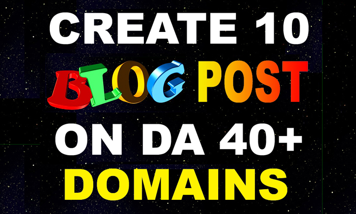 Manually create 10 Web 2.0 Blog Posts on DA 40+ Domai...