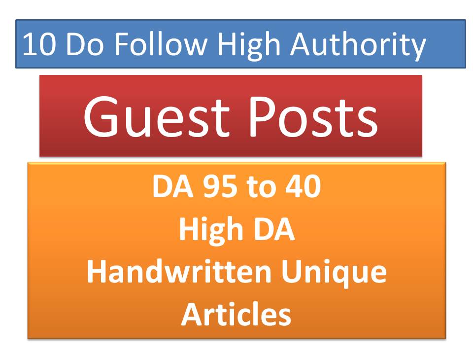 Publish 10 Unique Guest Posts articles on High DA Aut...