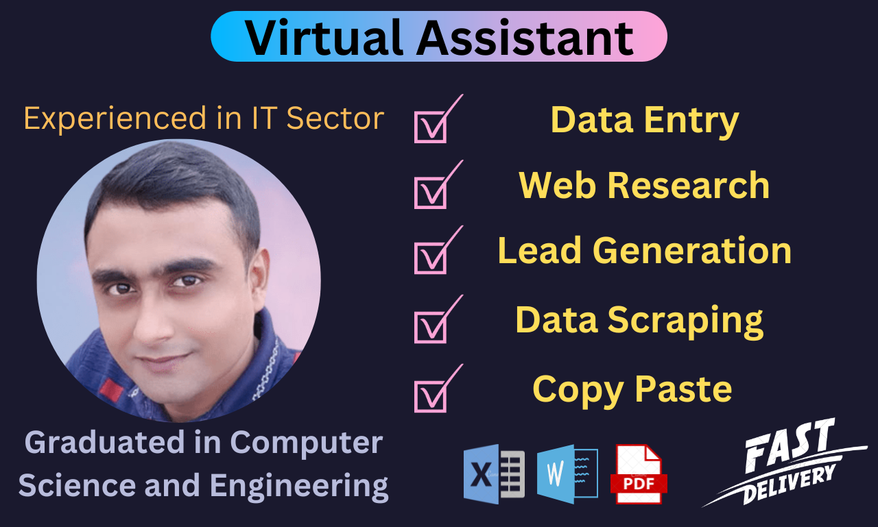 I want to be your virtual assistant for data entry an...