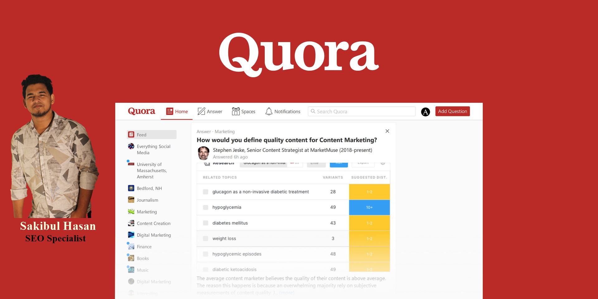 I will Create 100 Quora answers on your Niche relevan...