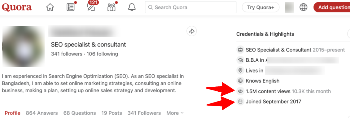 Provide You Niche Relevant 3 Quora answer's For Getti...