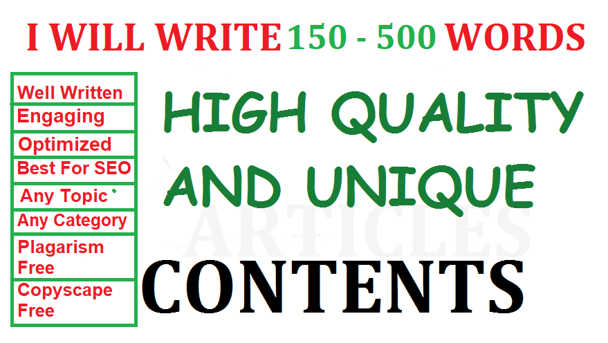 I write 150 - 500 WORDS contents/articles for your bu...