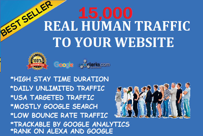 15,000+ Real Humans Visitors/Traffics to your website...