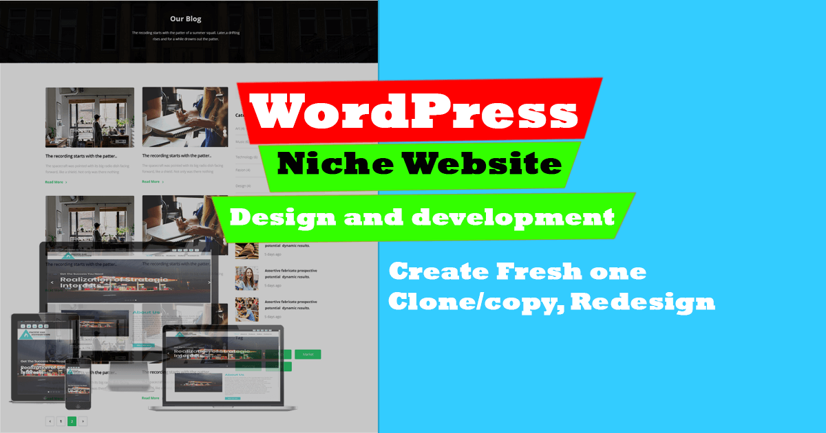 Create WordPress Niche website, clone/copy, redesig...