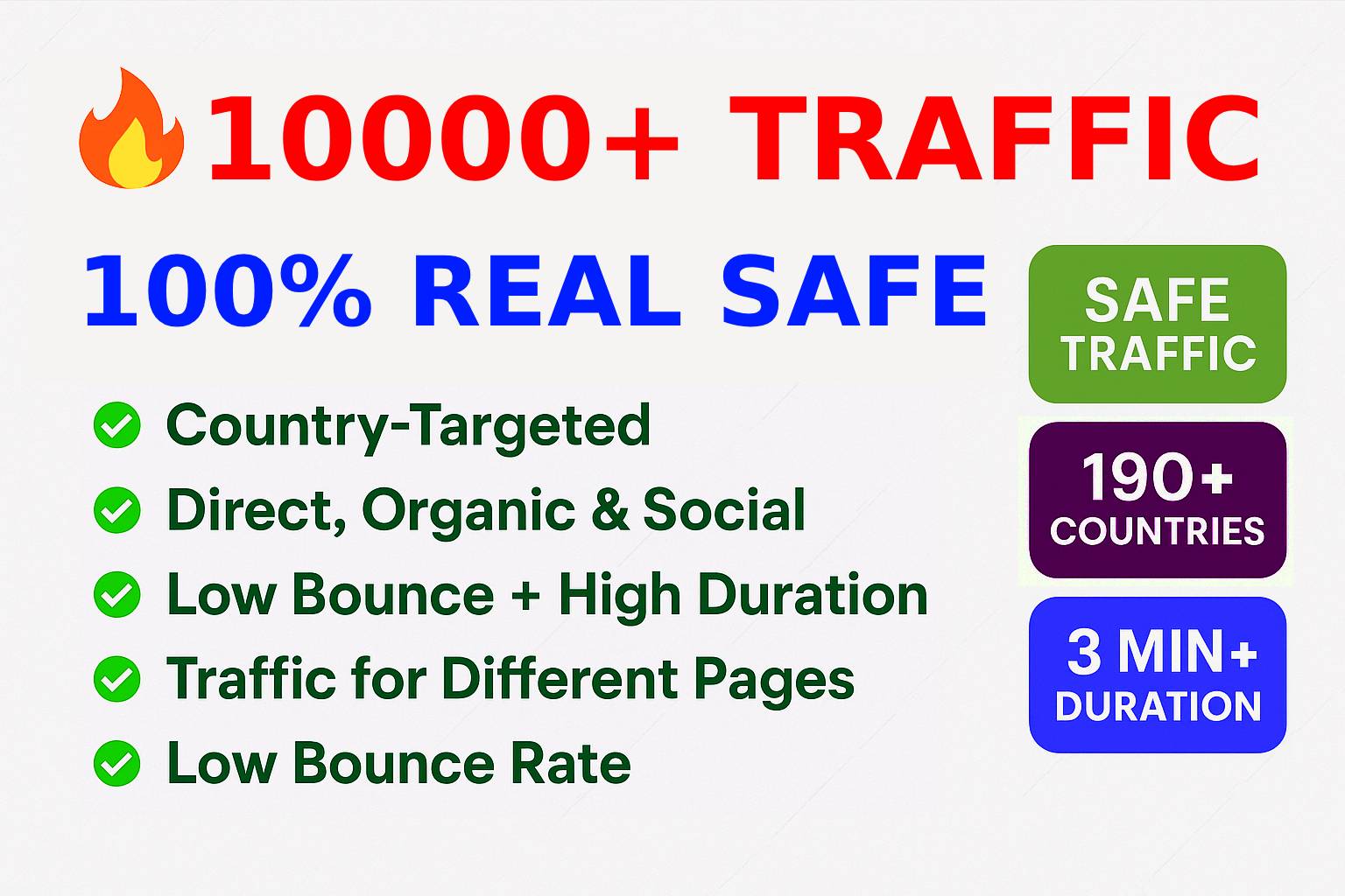 10000+ Real Safe Traffic 190+ Country-Targeted Low Bo...