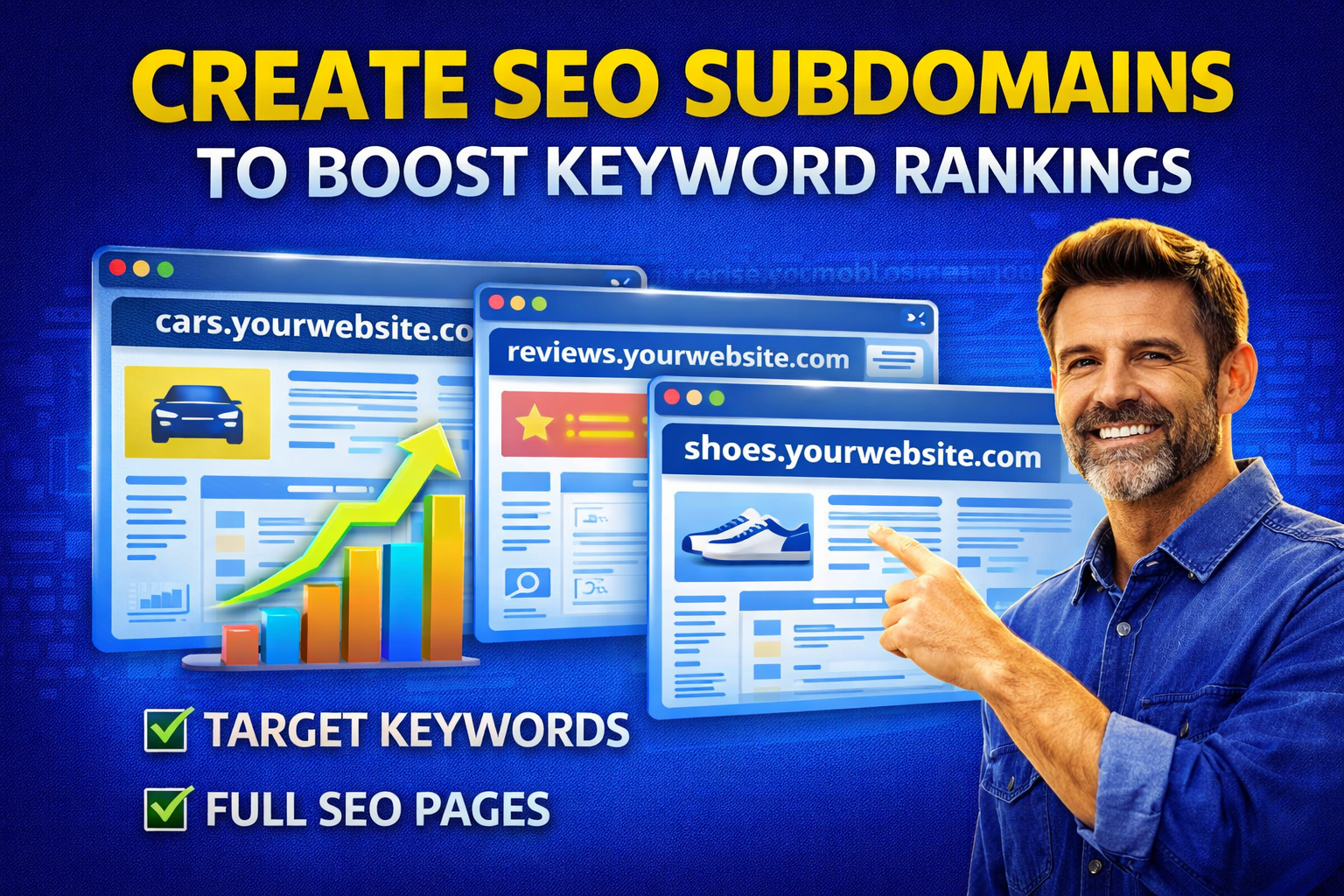 I will create 3 keyword targeted SEO subdomains with ...