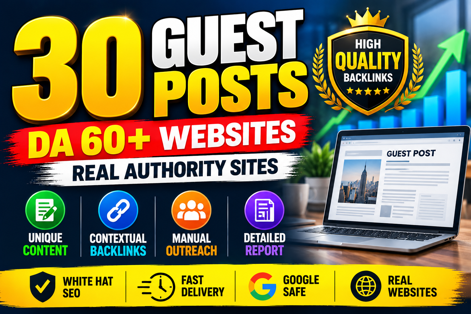 I will write and 30 HIgh Quality Guest Posts DA 60+
