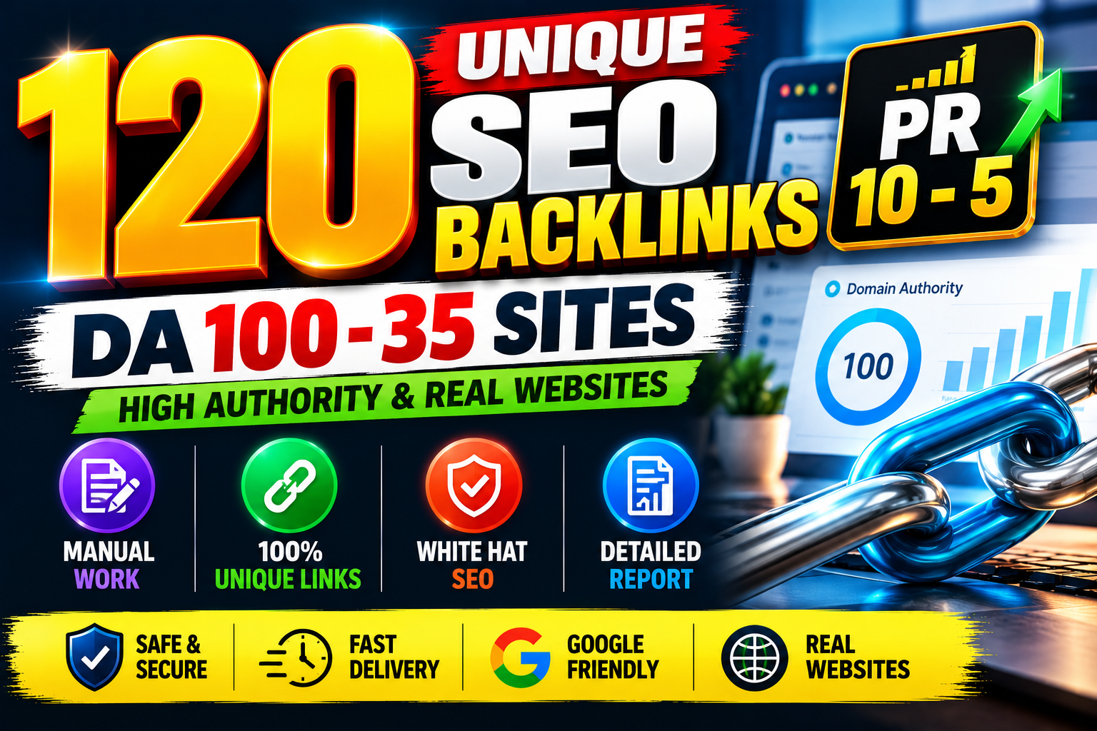 MANUALLY Do 120 UNIQUE PR10-5 SEO BackIinks on DA100-...