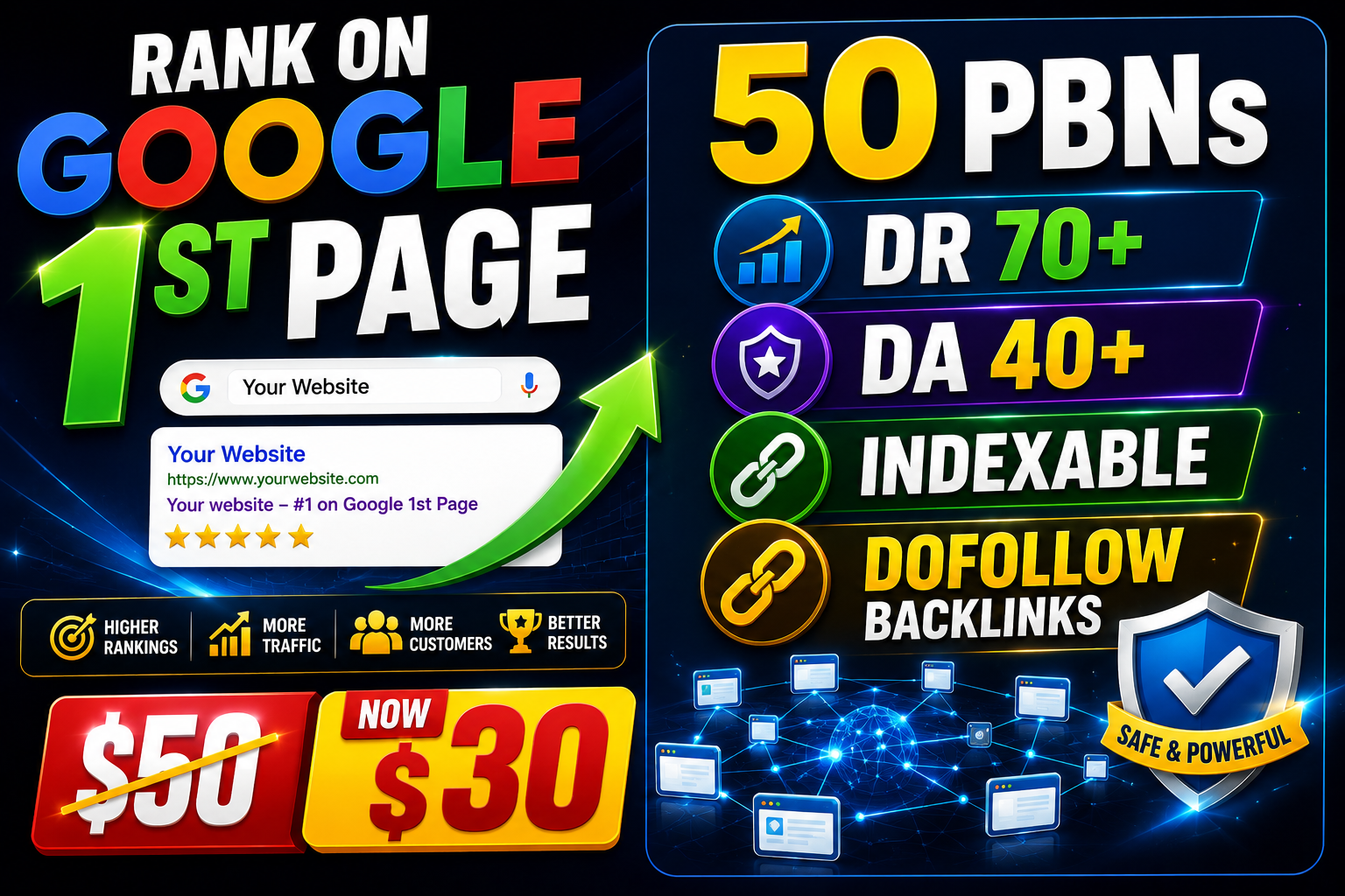 50 PBN DR 70+ DA 40 indexable Dofollow Backlinks Rank...