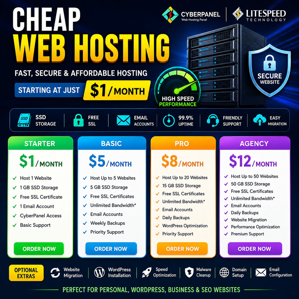 Cheap SEO hosting for personal, WordPress and busine...