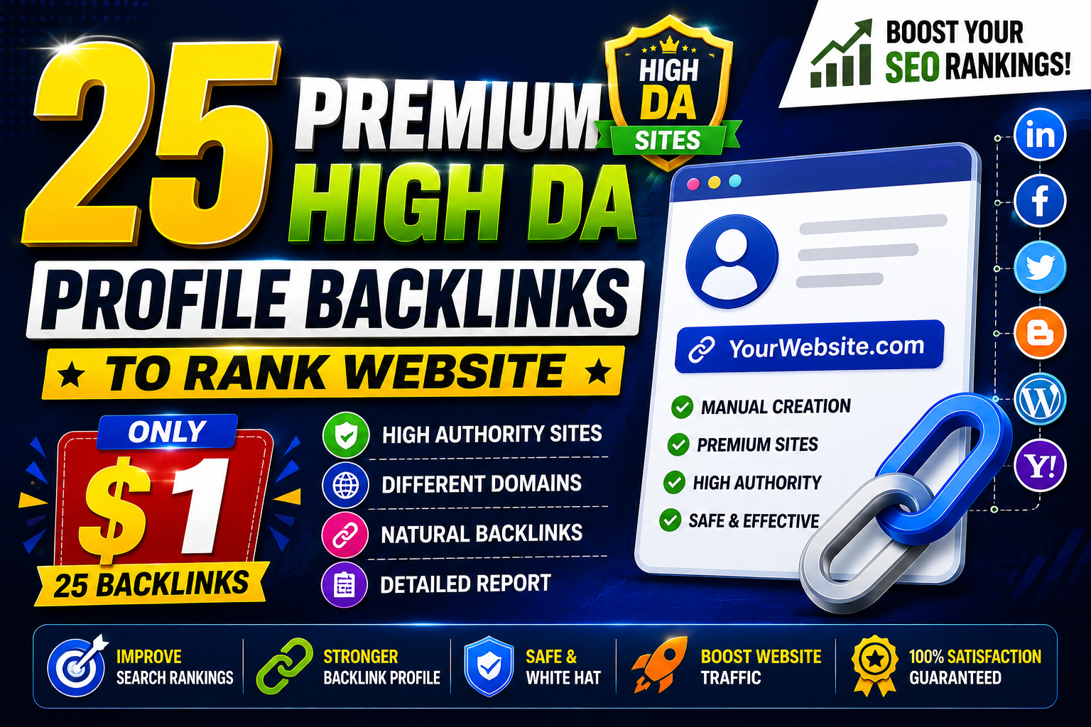 I Will Create 25 Premium Profile Backlinks DA50-100 t...