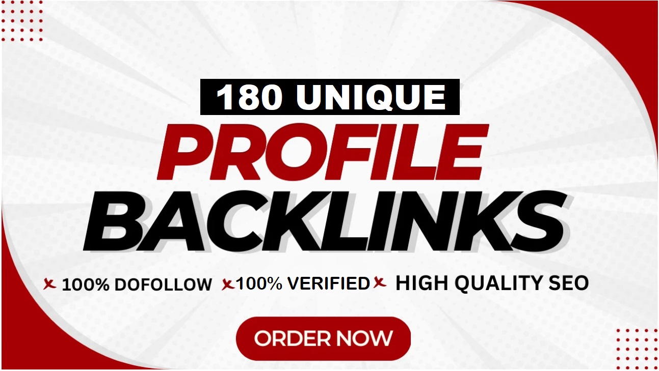 180 Unique Profile Backlinks From High Authority Site...