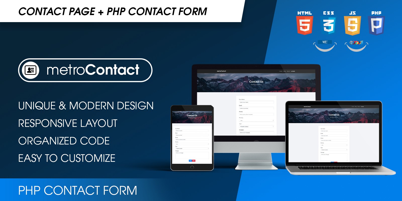 Awesome PHP Contact Form Responsive Template