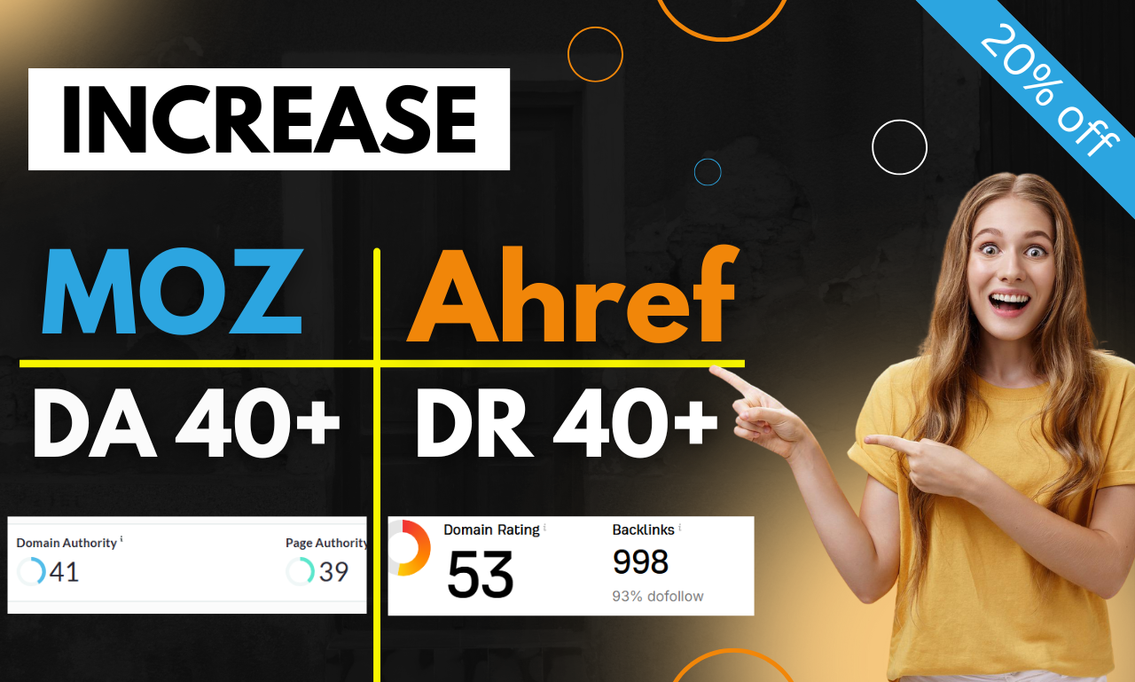 Get Ahref DR 40+ Moz DA 40+ and PA 30+ with Guarantee...