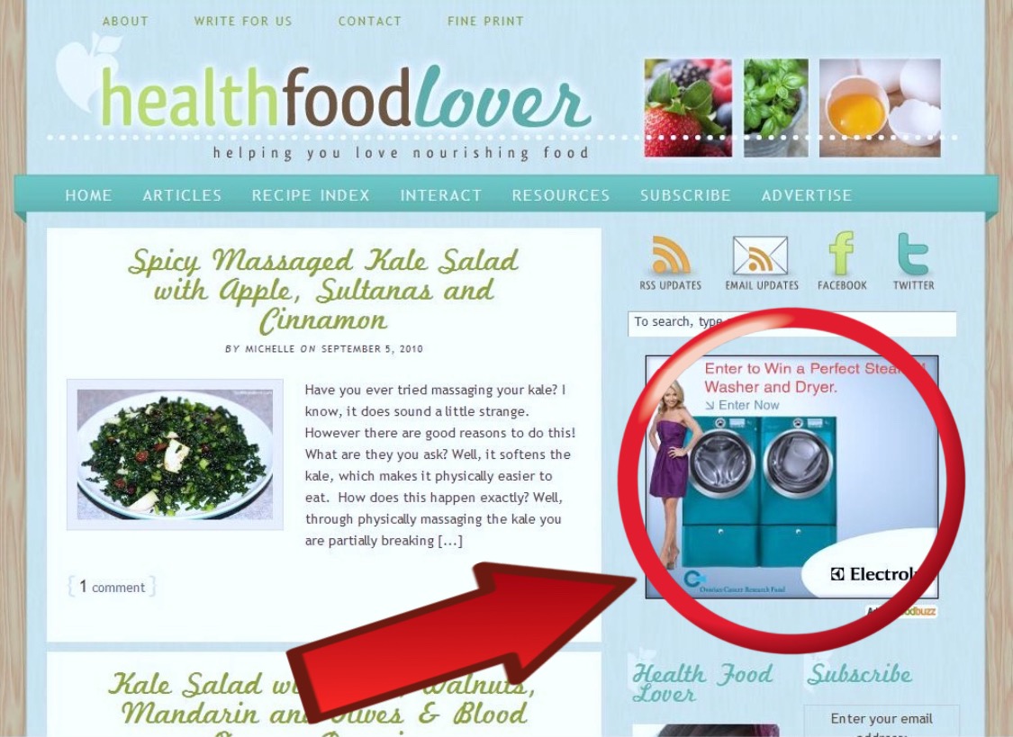 Advertise placement on health website
