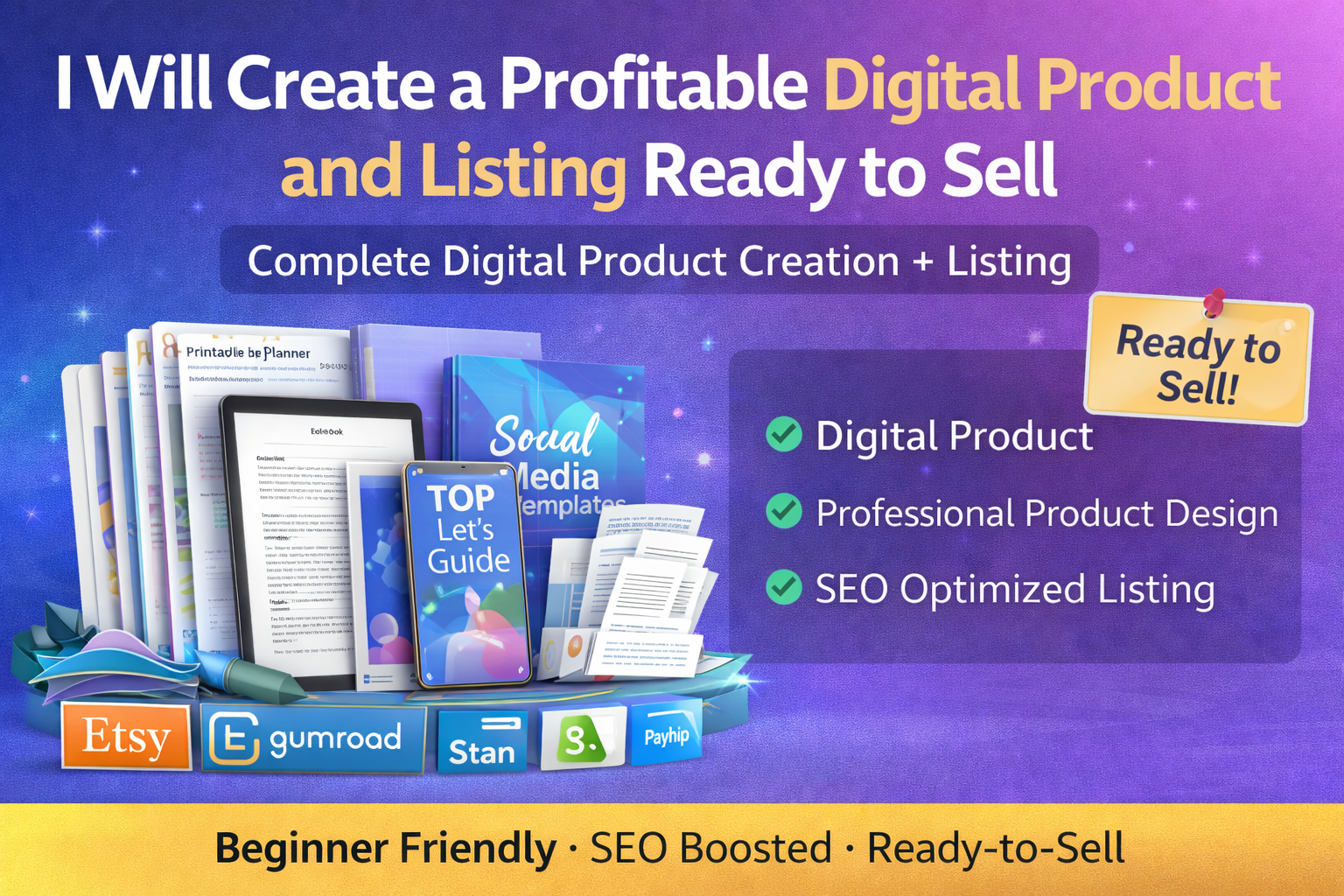 I will create a profitable digital product and listin...