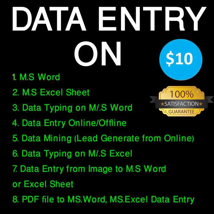 I'll do Data Entry work within before your expecting ...