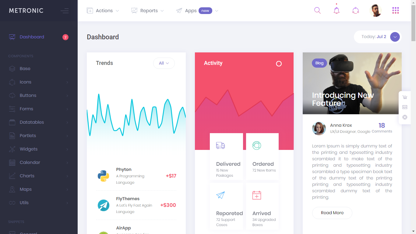 Get Metronic 5.0.5 theme with HTML and Angular