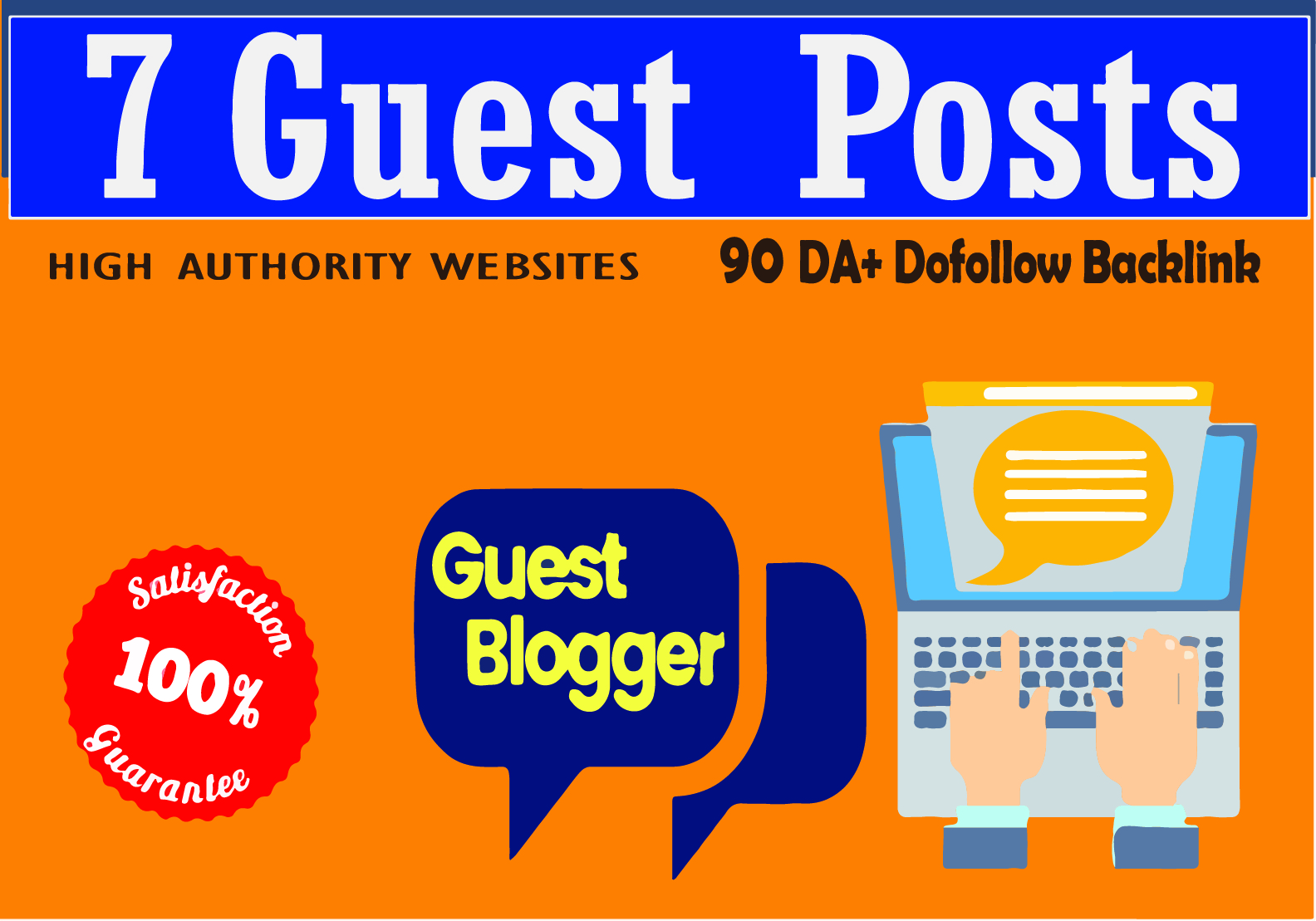 I will write and publish 7 guest posts on da 90 blog