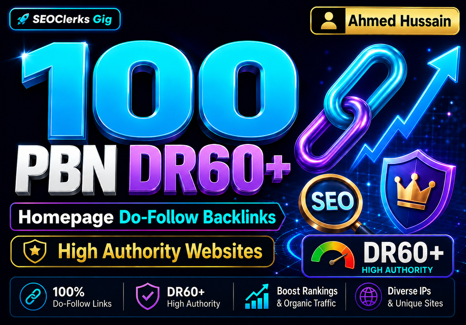 Build 100 Powerful DR 60+PBN Backlinks Homepage Do-fo...