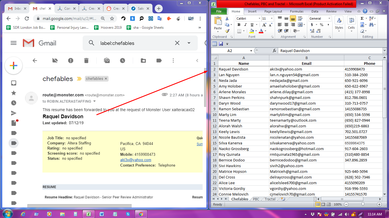 Create an Excel spreadsheet with up to 1000 rows of d...