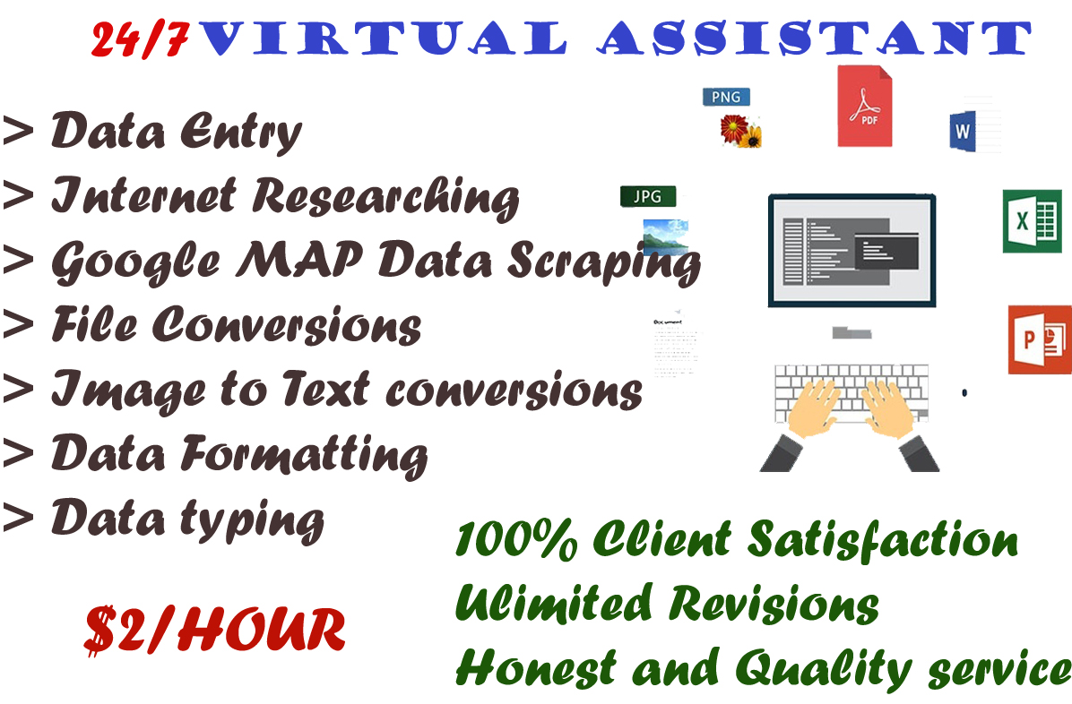 I will be your virtual assistant and data entry opera...