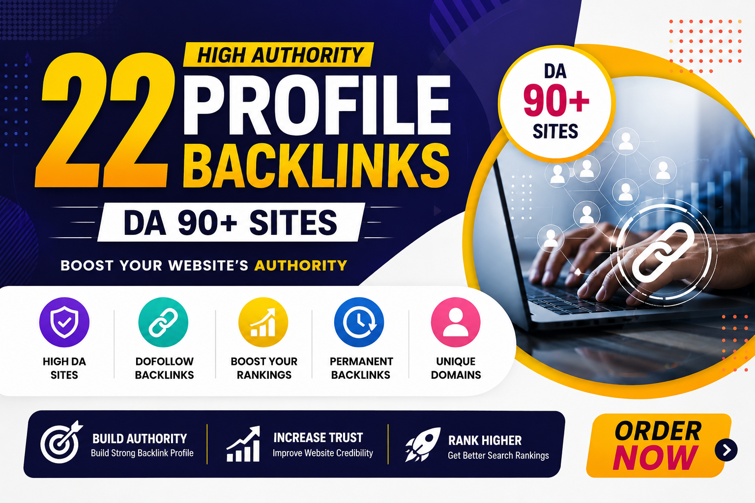 22 DA 90+ Profile Backlinks High Authority Dofollow S...