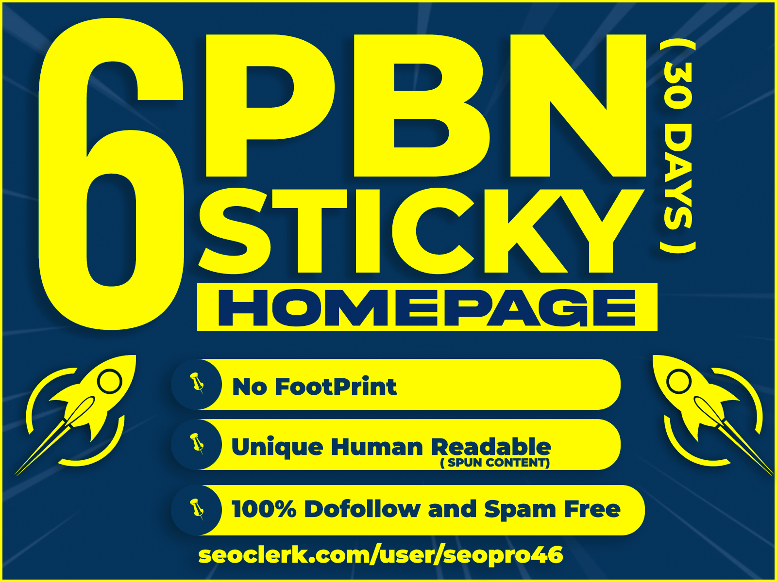 6 Homepage Sticky backlinks on High quality DA 70 PBN...