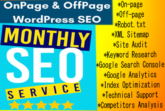 I will provide Top Monthly SEO Service high ranking i...