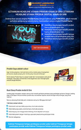 send tamplate blogspot landing page builder