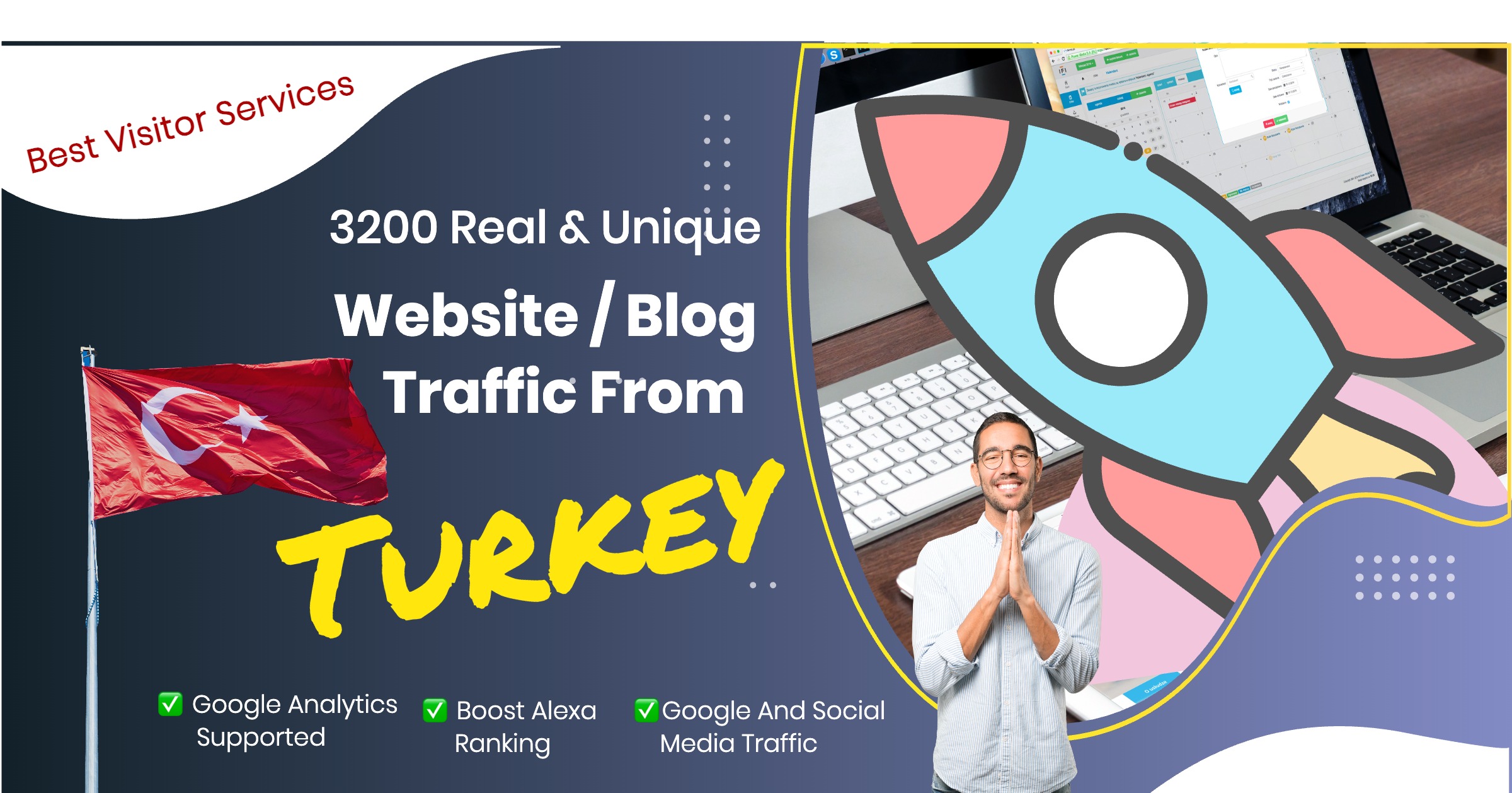 3200 Real & Unique Traffic From Turkey For your w...